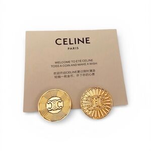 Celine Wishing Coins Gold-Tone Logo Été Celine Toss a coin and make a wish